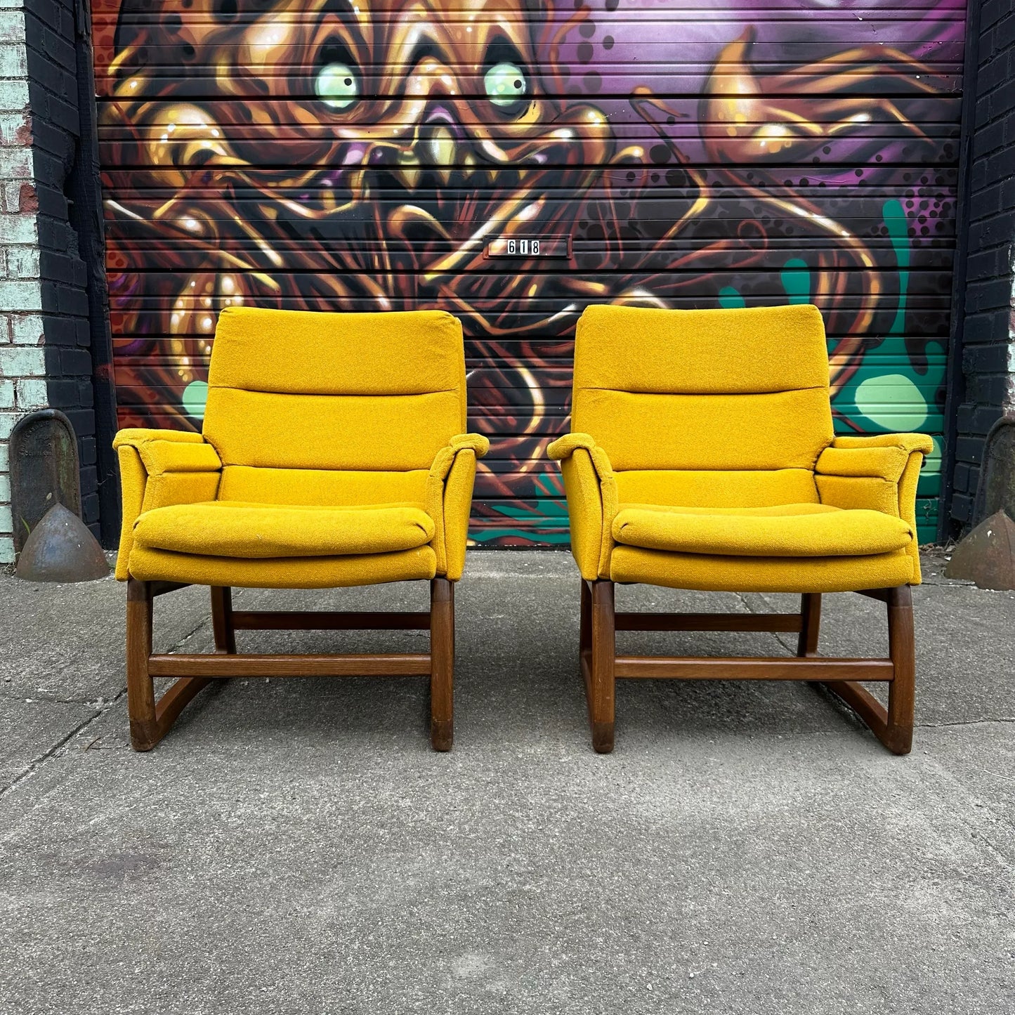 Pair of Pearsall-Style Arm Club Chairs