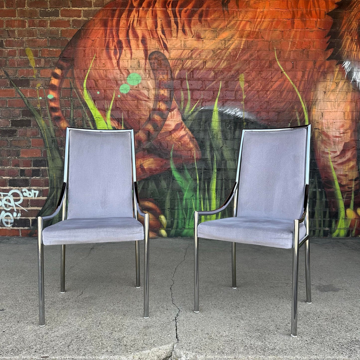 Set of 8 Pierre Cardin Style Chrome Dining Chairs Mid Century Modern