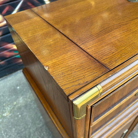 Lexington Campaign Style Pecan and Brass Dry Bar