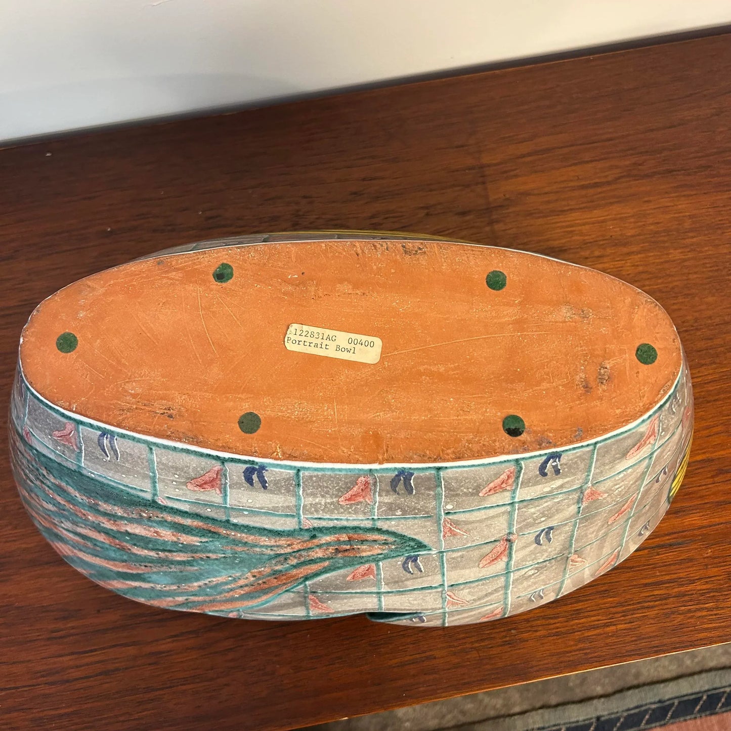 Large Ceramic Bowl Titled “Portrait Bowl” Signed by Andrea Gill