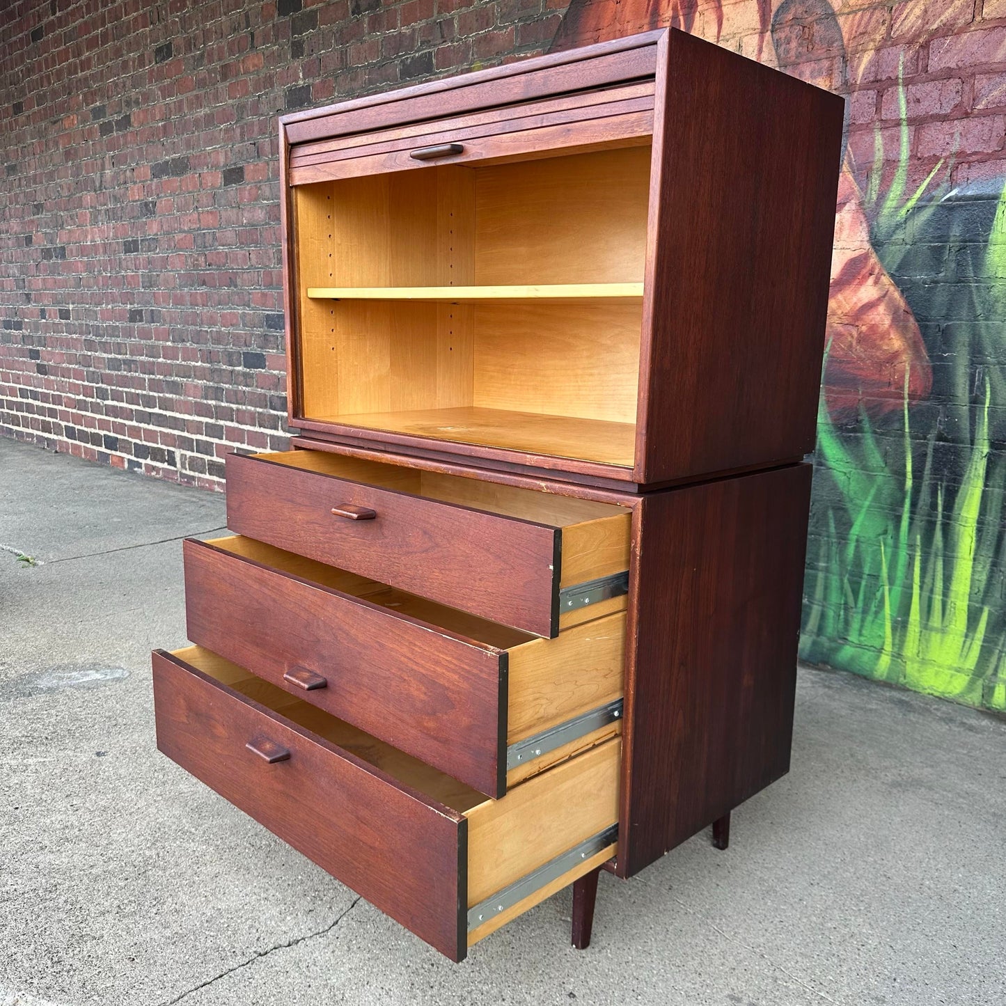 Mid Century Modern Jens Risom 2 Piece Dresser Chest Cabinet Storage Cabinet