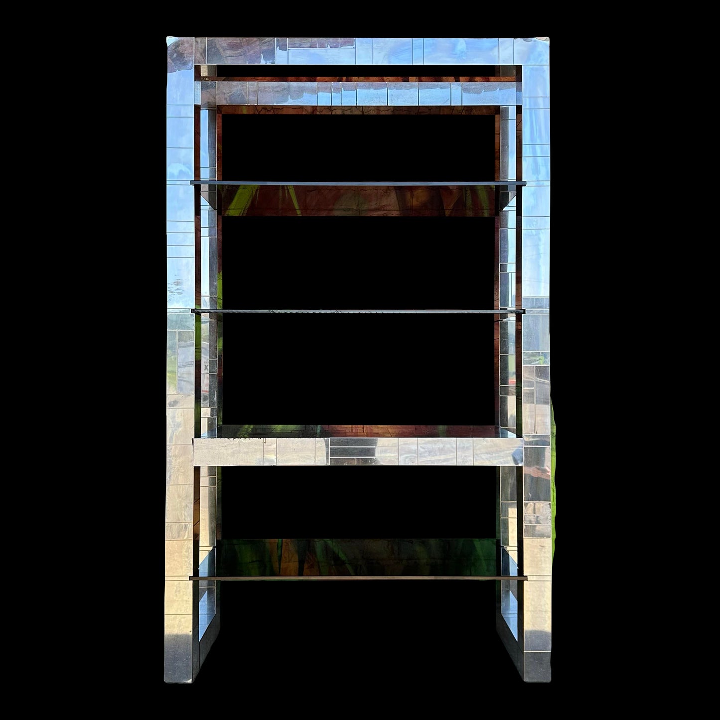 Paul Evans Polished Chrome and Glass Etagere Shelf