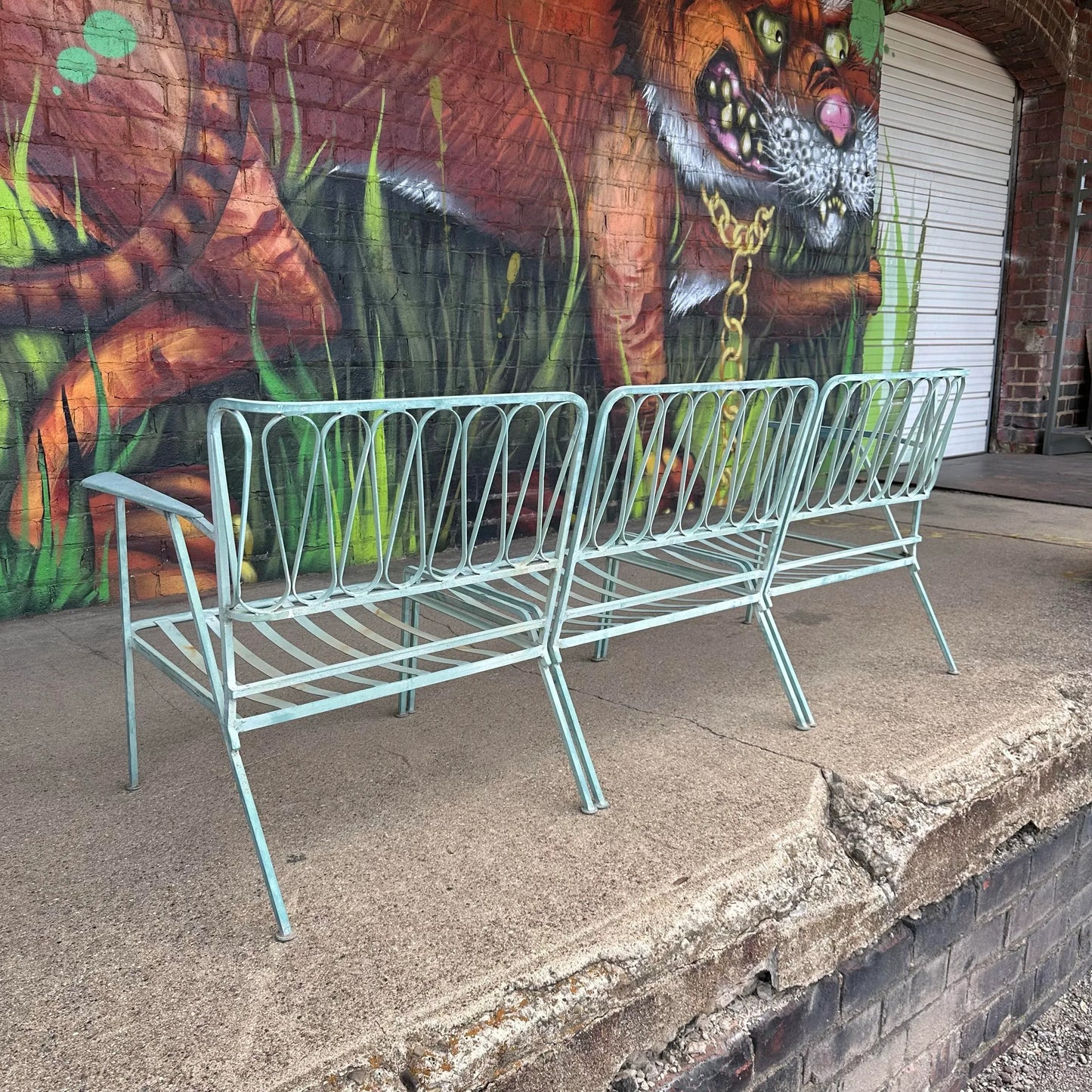 Mid 20th Century Maurizio Tempestini Iron “Ribbon” Outdoor Patio 3-Piece Sofa for John Salterini, Attributed