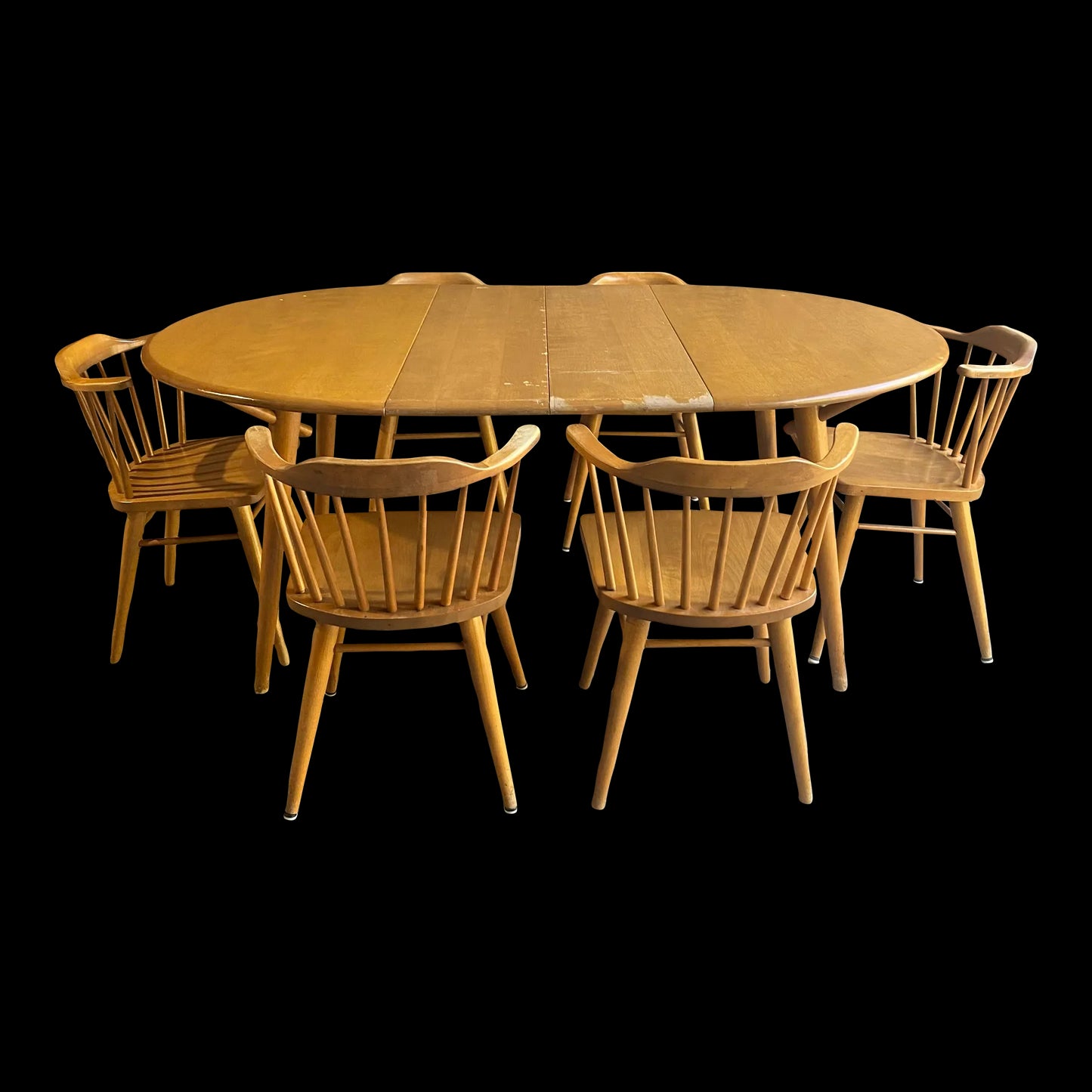 Conant Ball Round Dining Table With 6 Chairs 2 Leaves