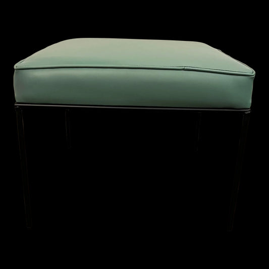 Paul McCobb Style Ottoman Teal Leatherette Vinyl