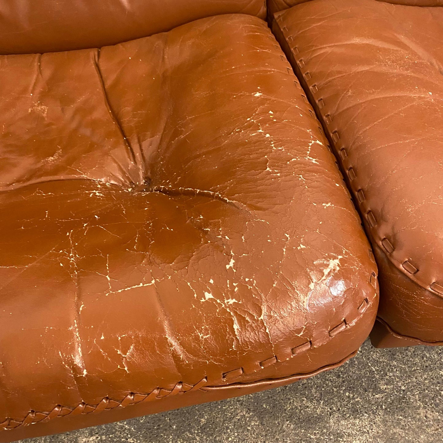 Mid Century Modern De Sede Vintage Reclining Leather Sofa
