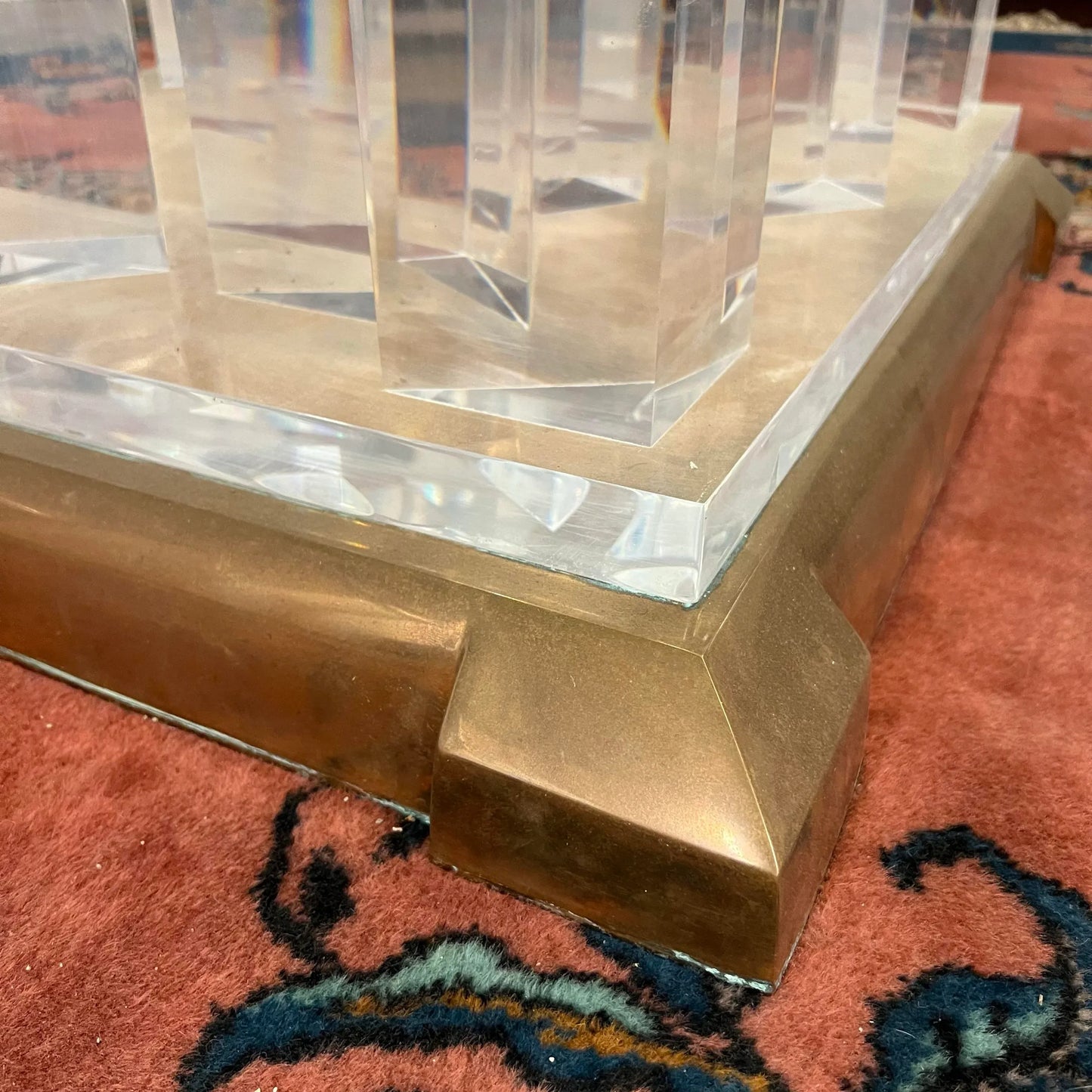 8’ Round Jeffrey Bigelow Lucite and Glass Dining Table Monumental