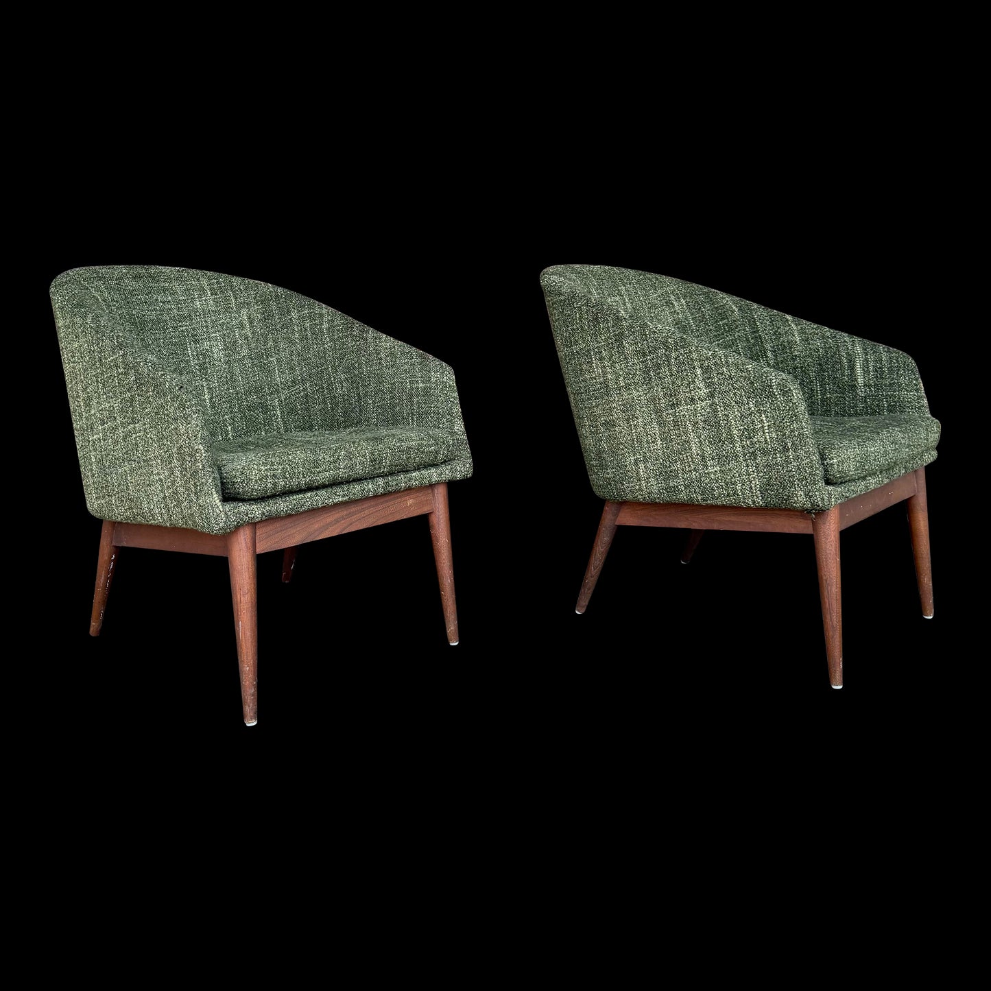 Lawrence Peabody for Craft Associates Mid Century Walnut Lounge Chairs - Pair