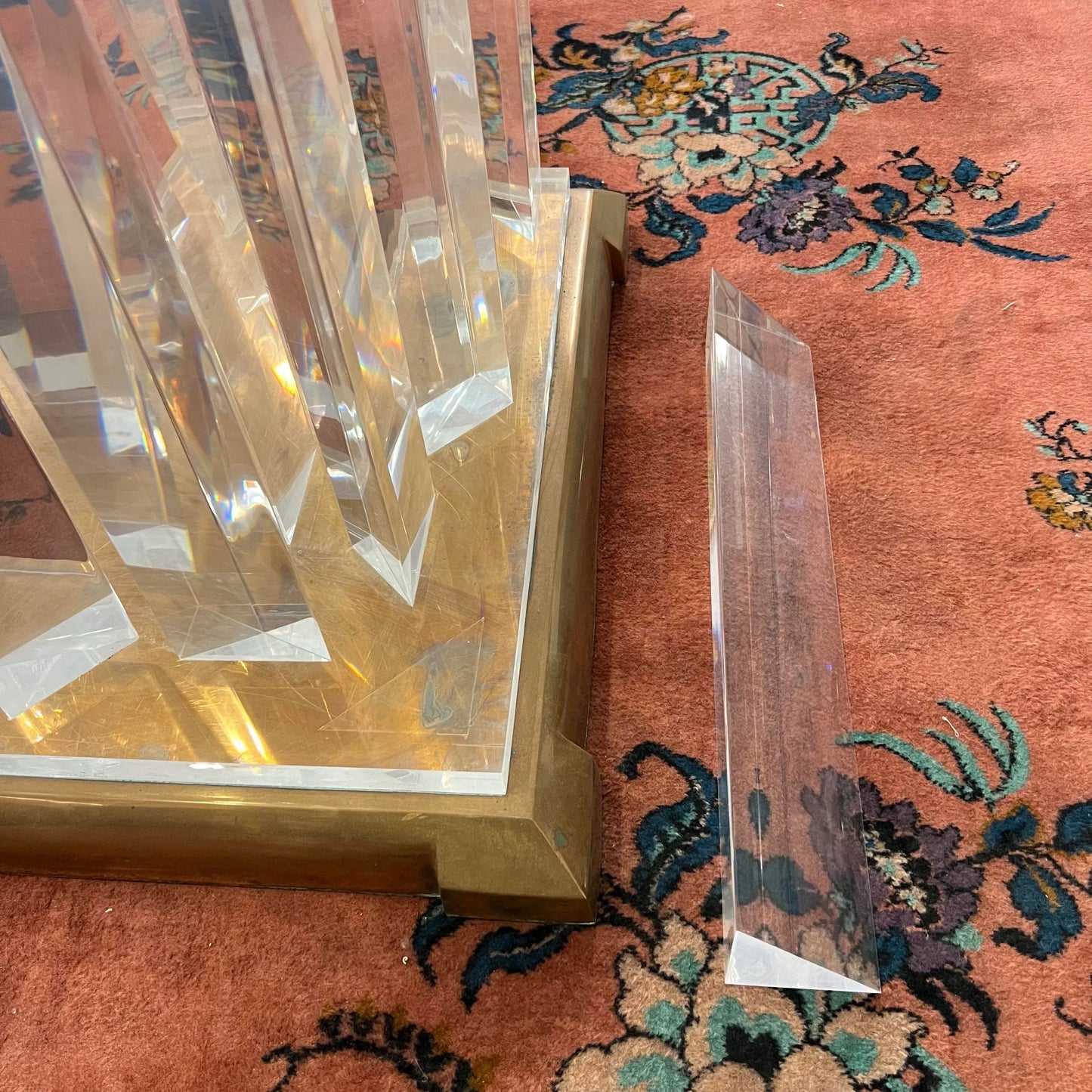 8’ Round Jeffrey Bigelow Lucite and Glass Dining Table Monumental