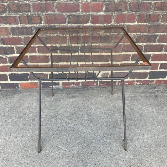 Mid 20th Century Milo Baughman for Pacific Iron Works Glass and Iron Table Square