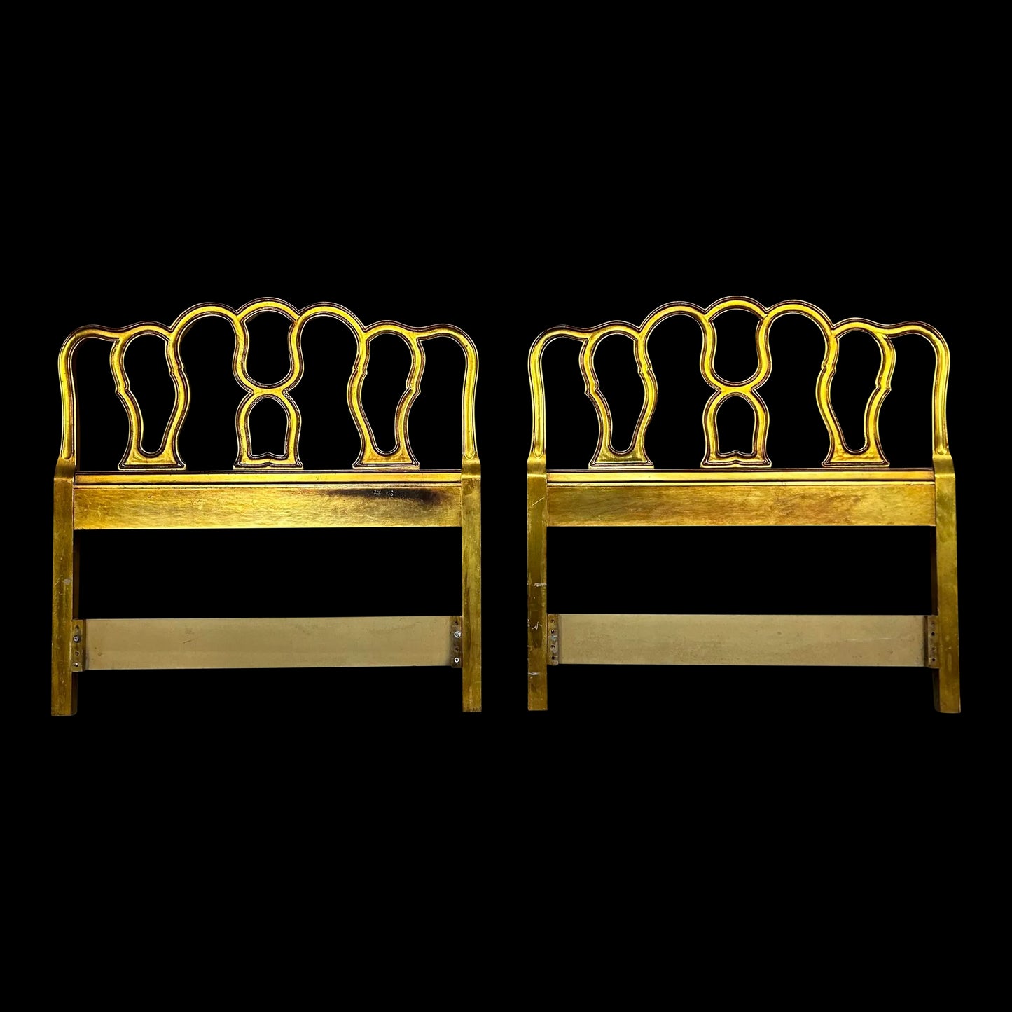 Pair of French Provincial Gold Twin Size Headboards Hollywood Regency