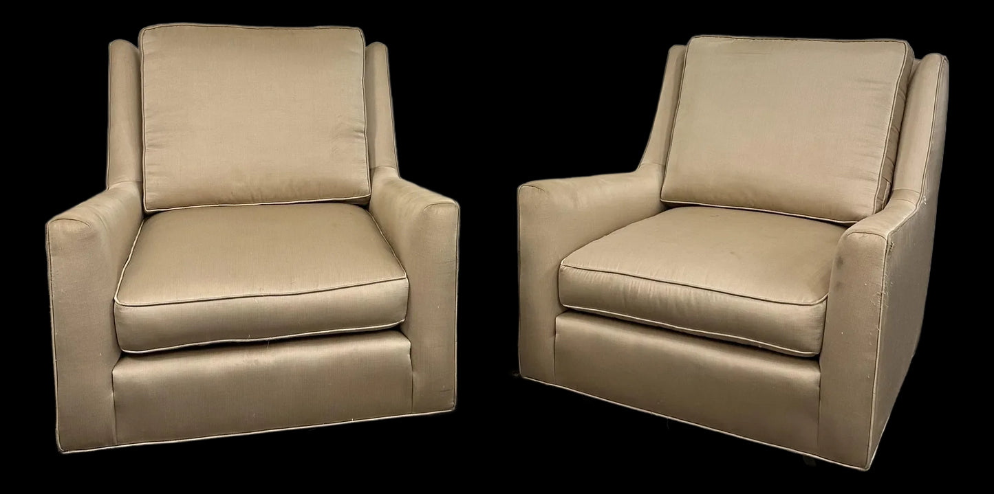 Pair of Milo Baughman Lounge Chairs on Casters