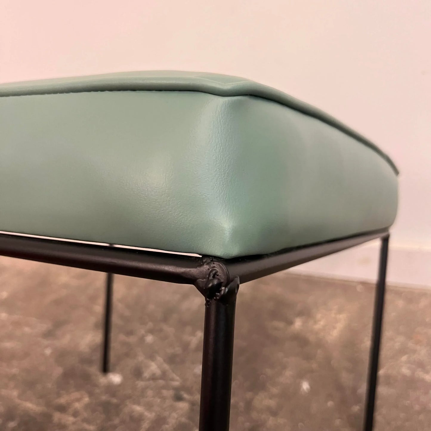 Paul McCobb Style Ottoman Teal Leatherette Vinyl