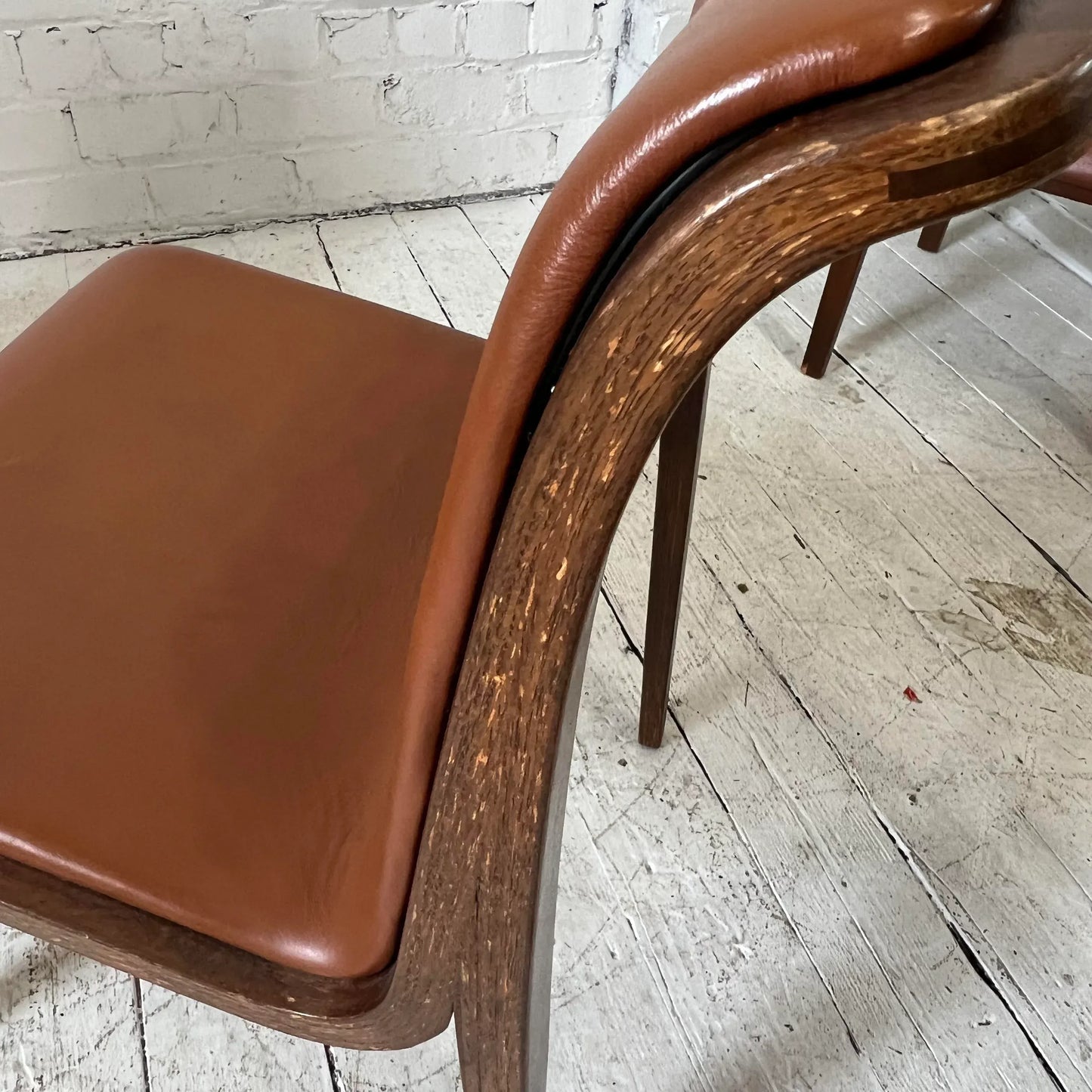 Bill Stephens for Knoll Leather and Bentwood Chairs Set of 6