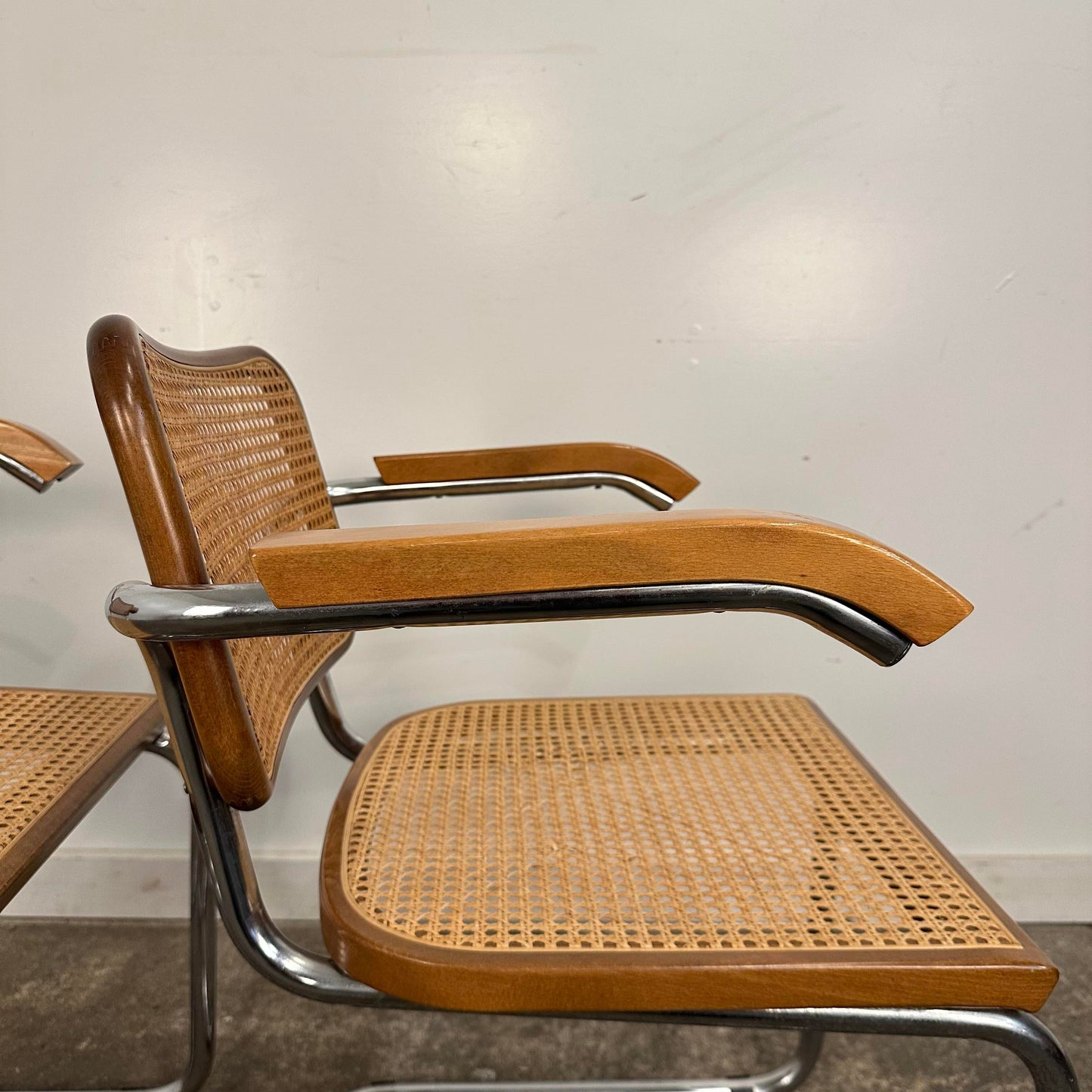 Set of 8 Marcel Breuer for Knoll Cesca Dining Arm Chairs Made in Italy