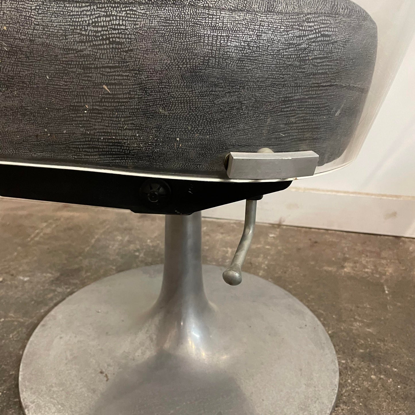 Mid Century Modern Bassick Flo-Tork Lucite Swivel and Reclining Chairs with Tulip Base - Set of 4