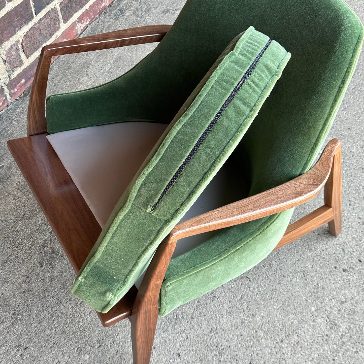Mid Century Modern Custom Seal Style Lounge Chair Green Mohair