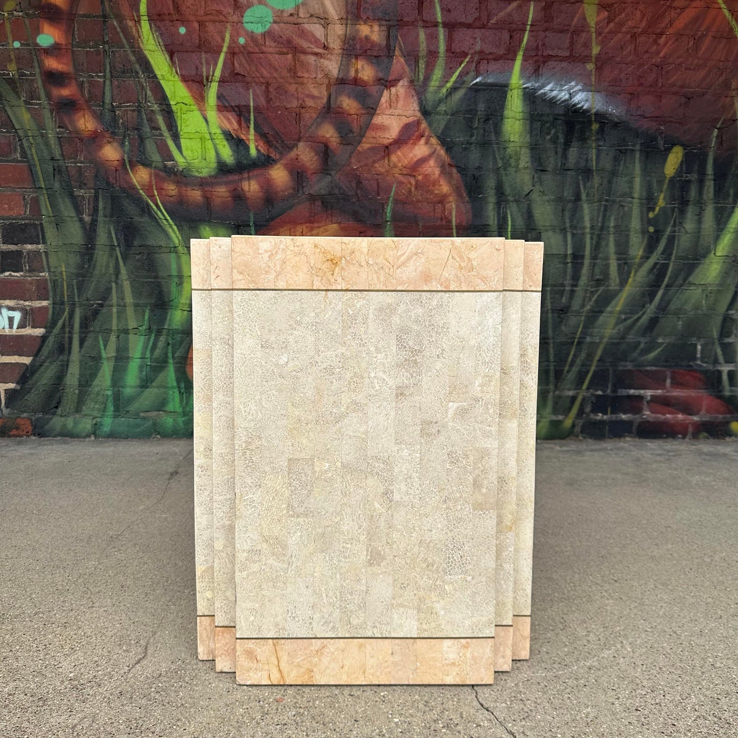 Maitland-Smith Tessellated Marble Stone Pedestal