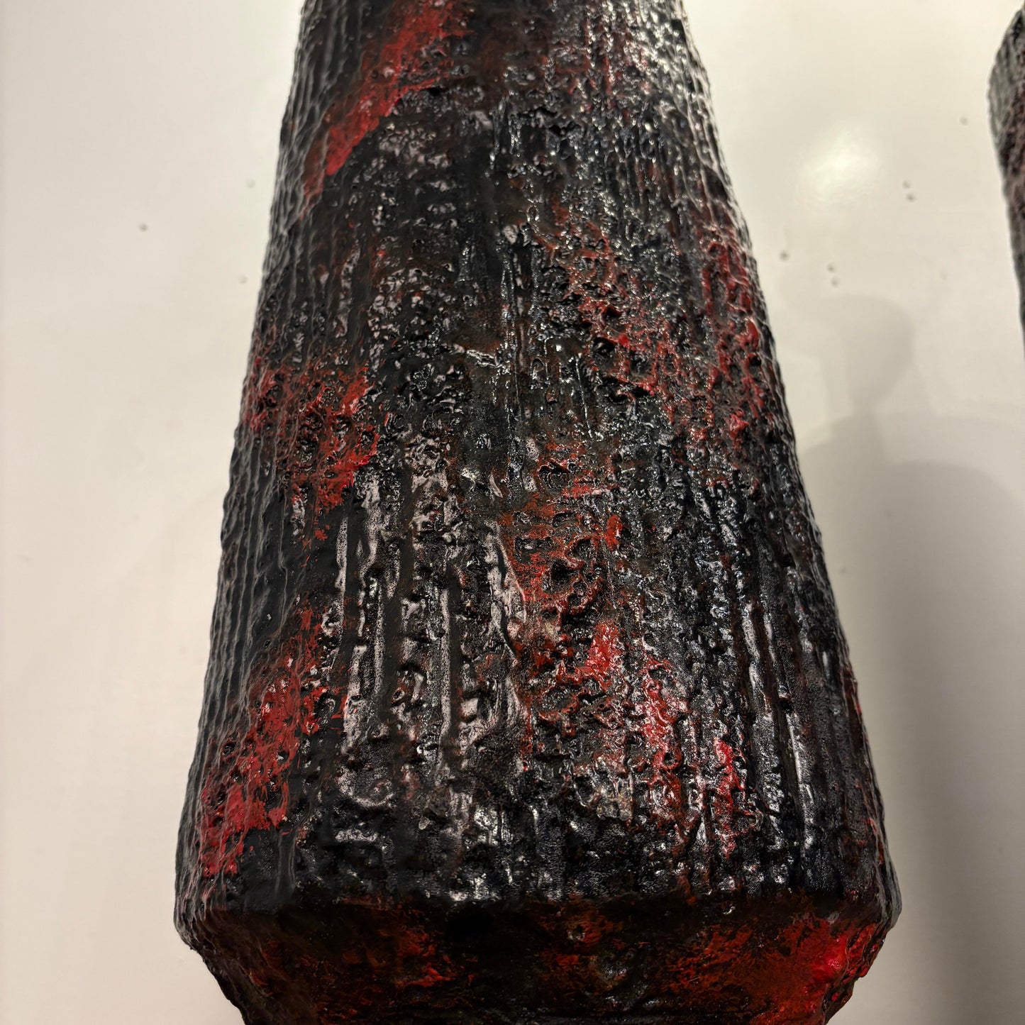 Pair Century Modern Pair of Lamps With Heavy Lava Glaze Textured