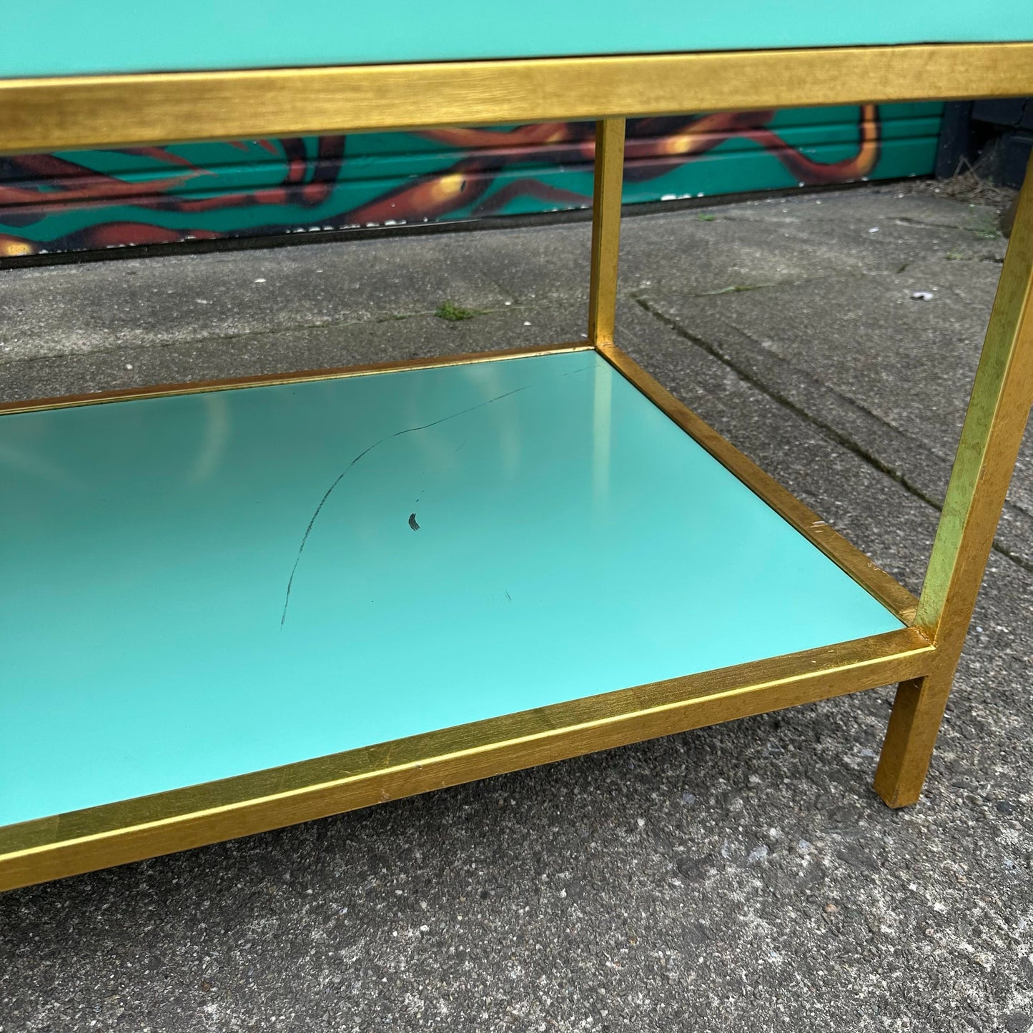 Tiffany-Blue Bar Cabinet With Gold and Mirrored Accents Anthropology