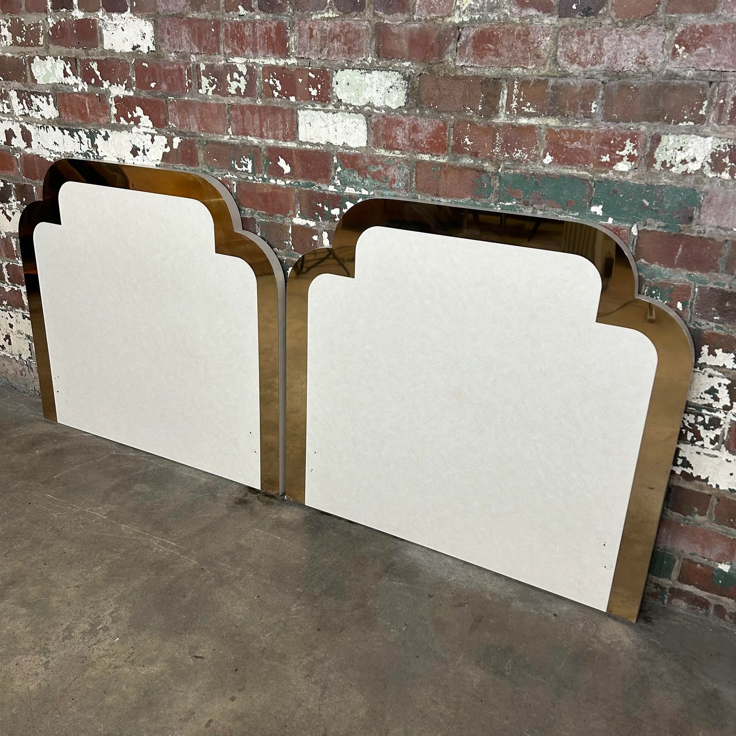 Pair of Twin Size Rose Gold Trim Headboards