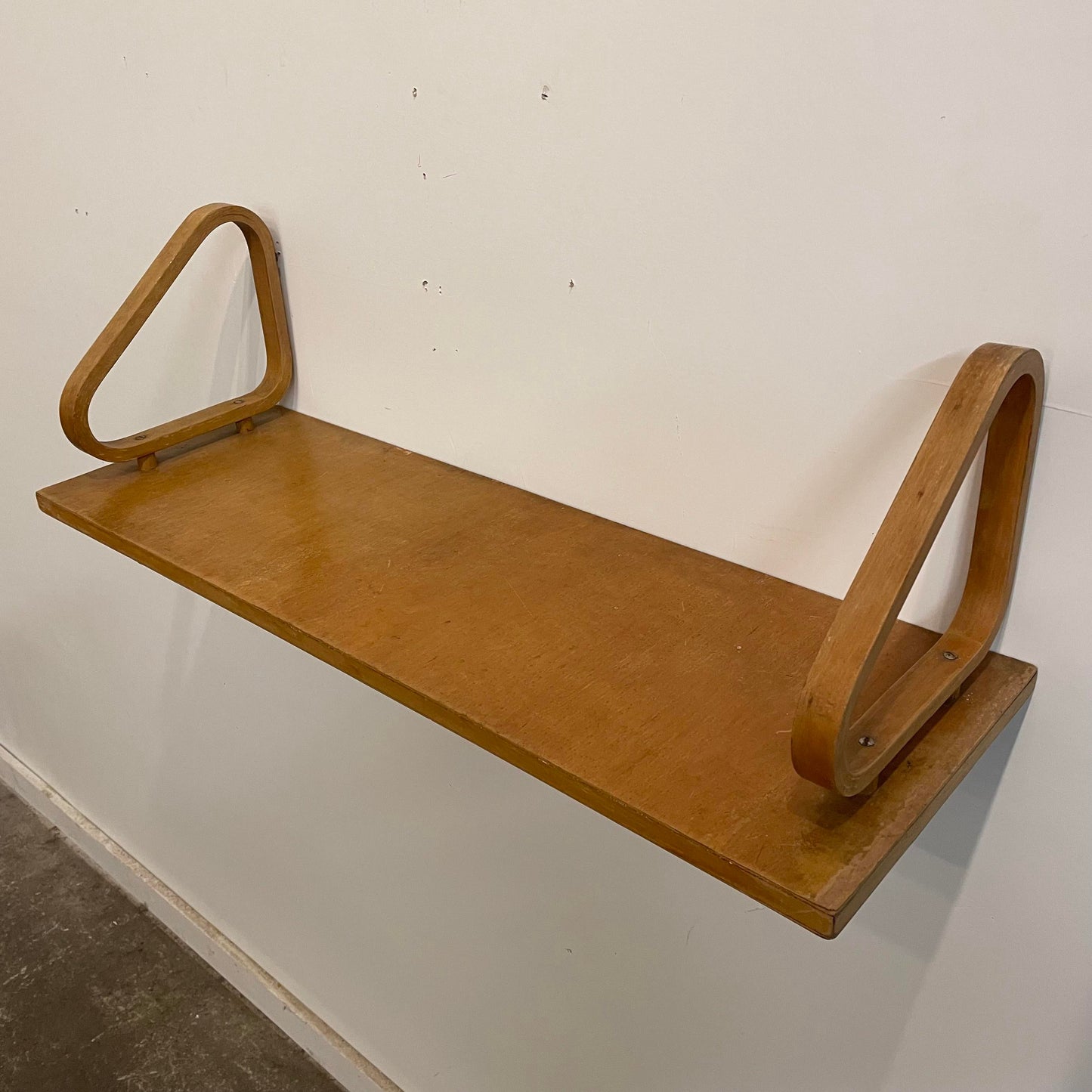 Mid 20th Century Vintage Mid-Century Modern Alvar Aalto Designed Wall Shelf Birds Eye Maple Bent Wood