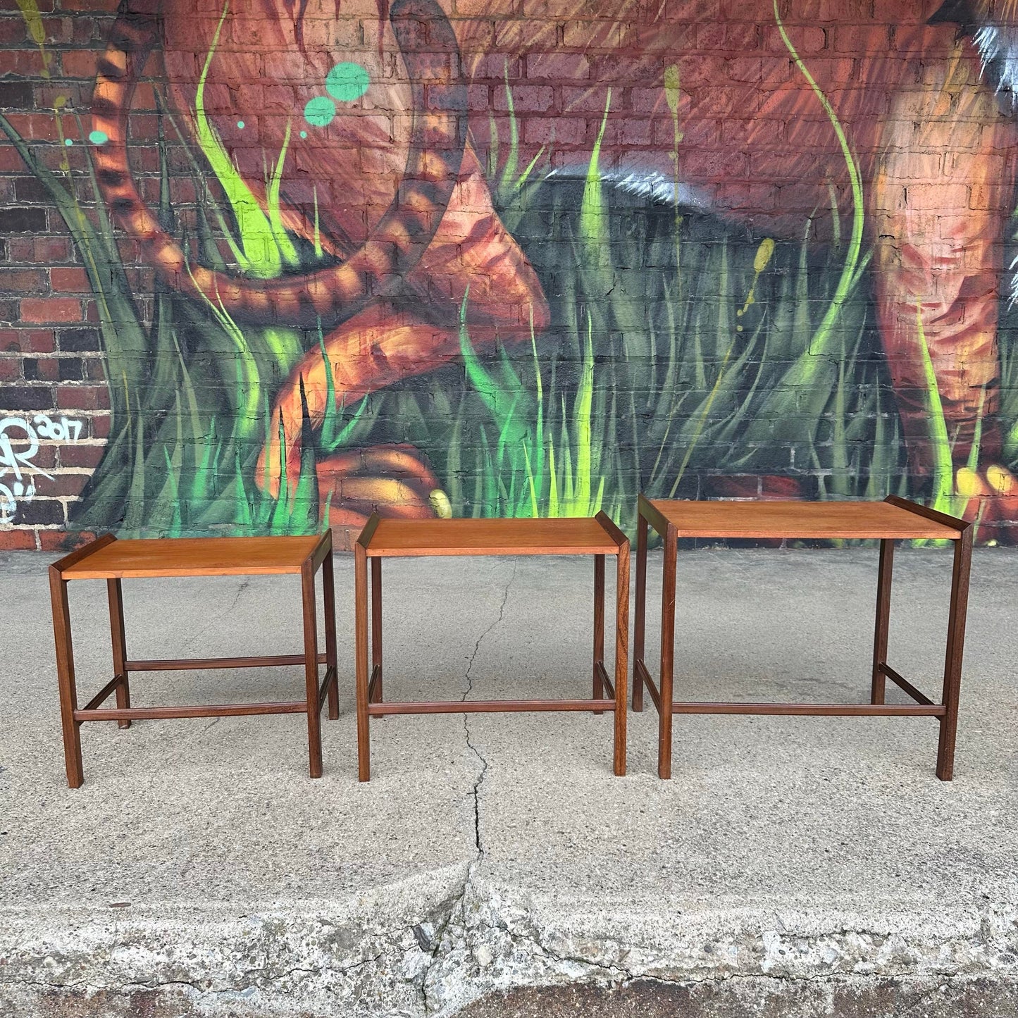 Mid 20th Century Danish Teak Nesting Side Tables
