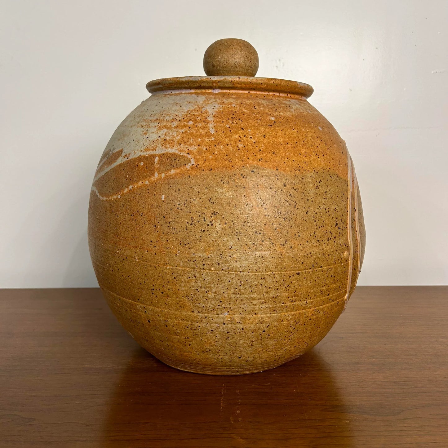 Large Lidded Ceramic Glazed Jar