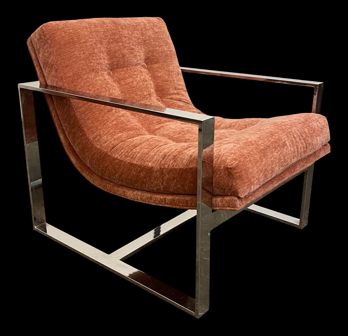 Mid-Century Modern Chrome Base Club Chair