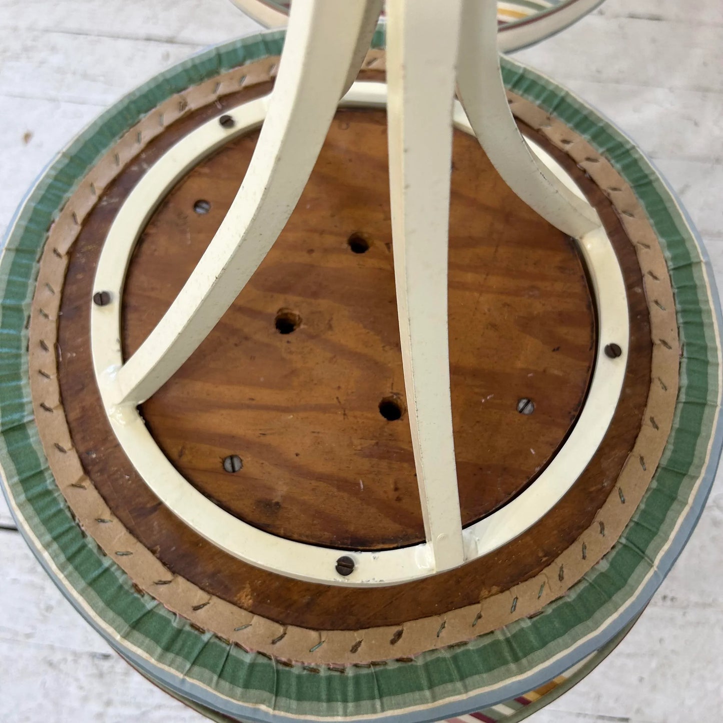 Set of 3 Upholstered Iron Base Stools Heavy Quality