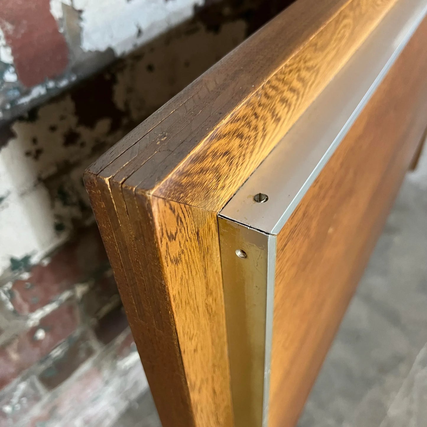 Mid Century Modern Full Size Headboard Walnut Brass Trim