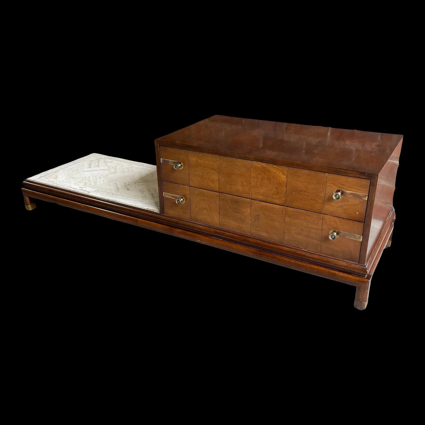 Johnson Furniture Mid-Century Modern Chest of Drawers with Marble Table