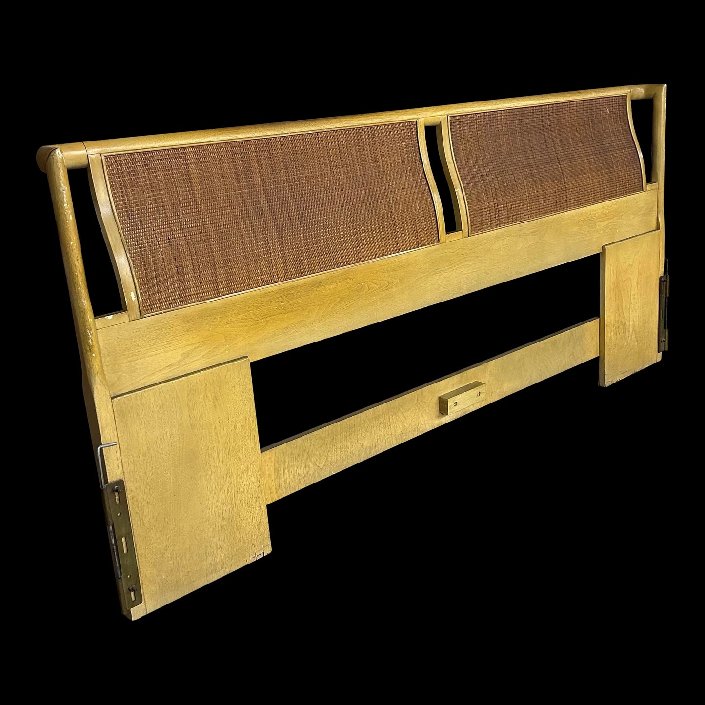 Mid Century Modern Caned King Size Headboard by Drexel Parallel