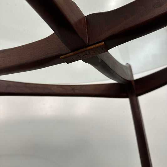 Adrian Pearsall Walnut and Glass “Compass” Dining Table