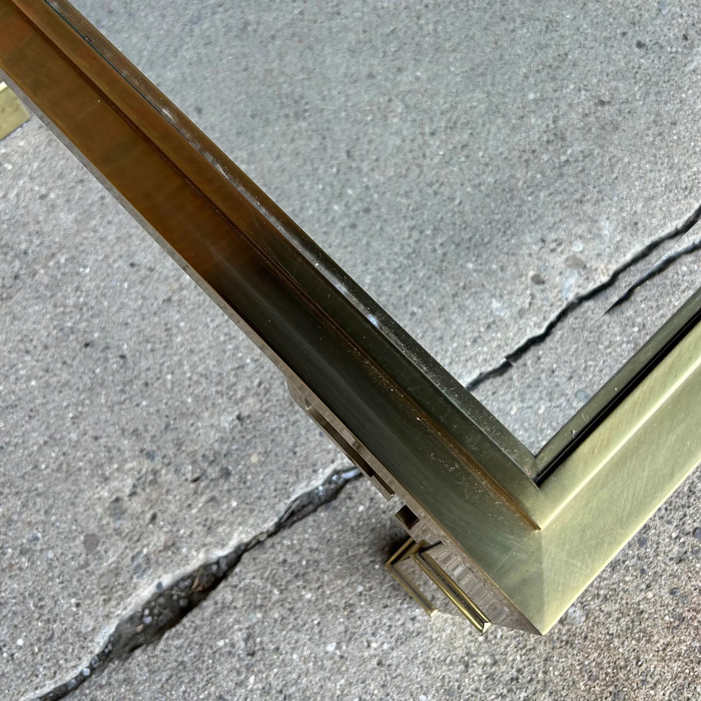 Mastercraft Brass and Glass Greek Key Coffee Table 2 of 2