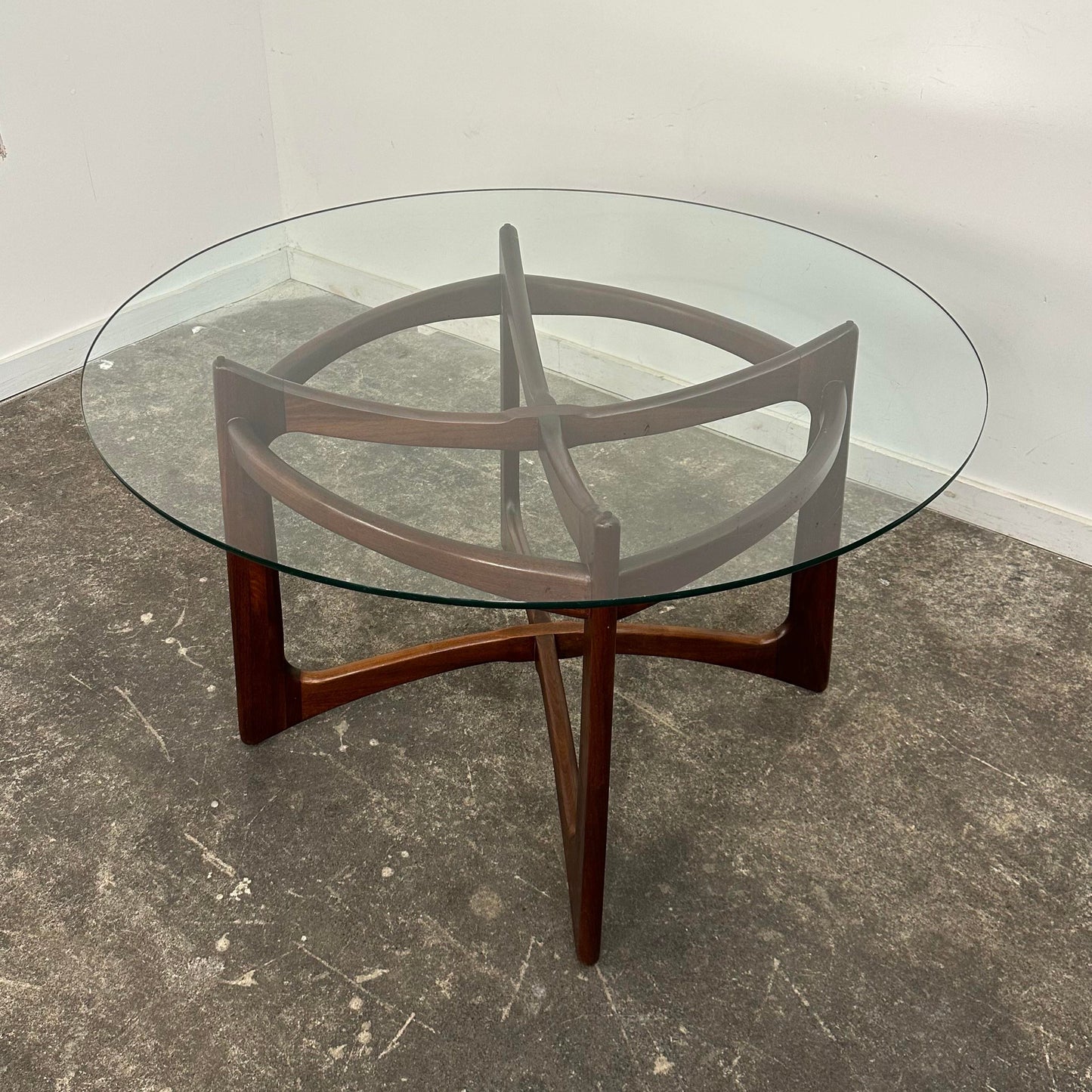 Adrian Pearsall Walnut and Glass “Compass” Dining Table