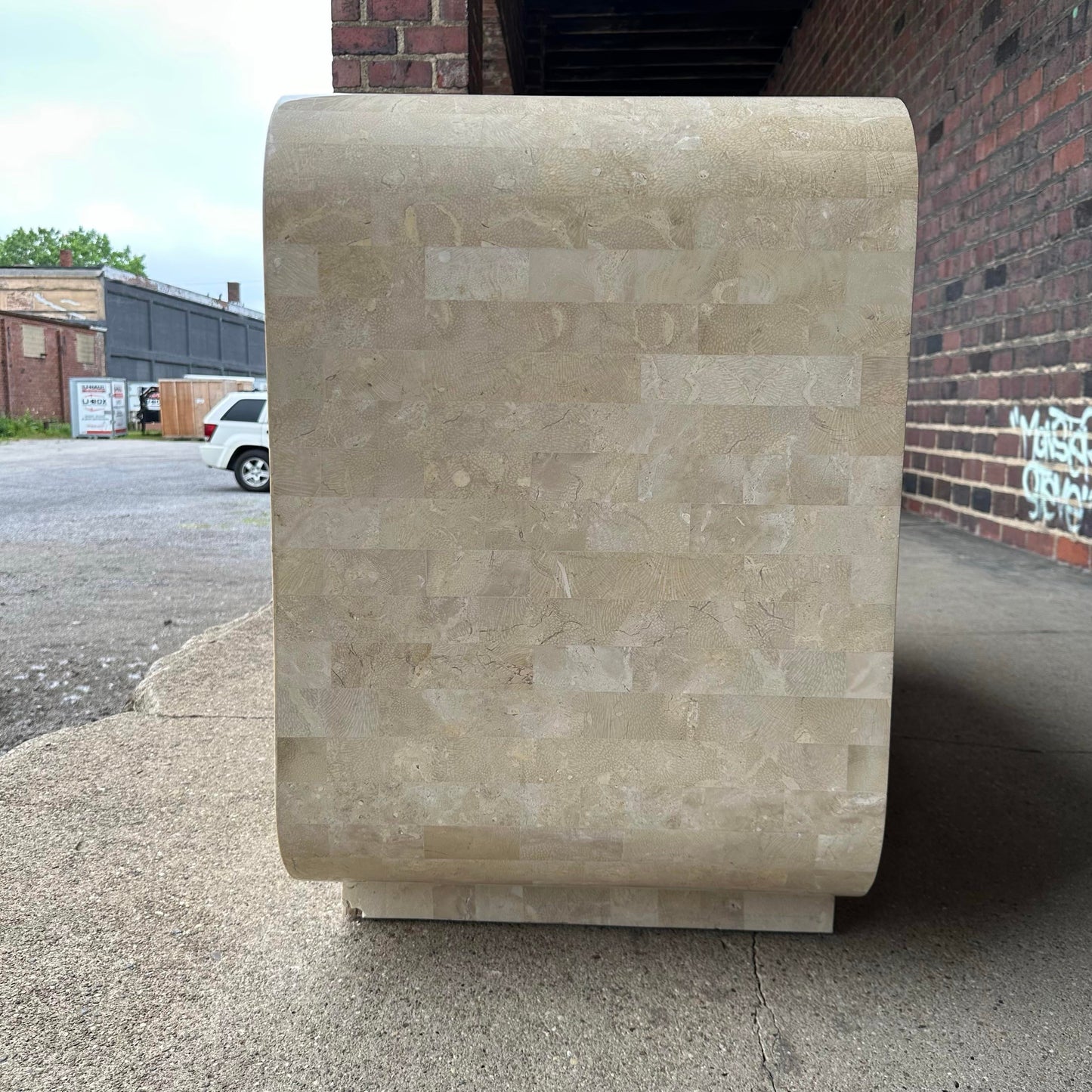 Maitland-Smith Tessellated Marble and Brass Petite Postmodern Credenza