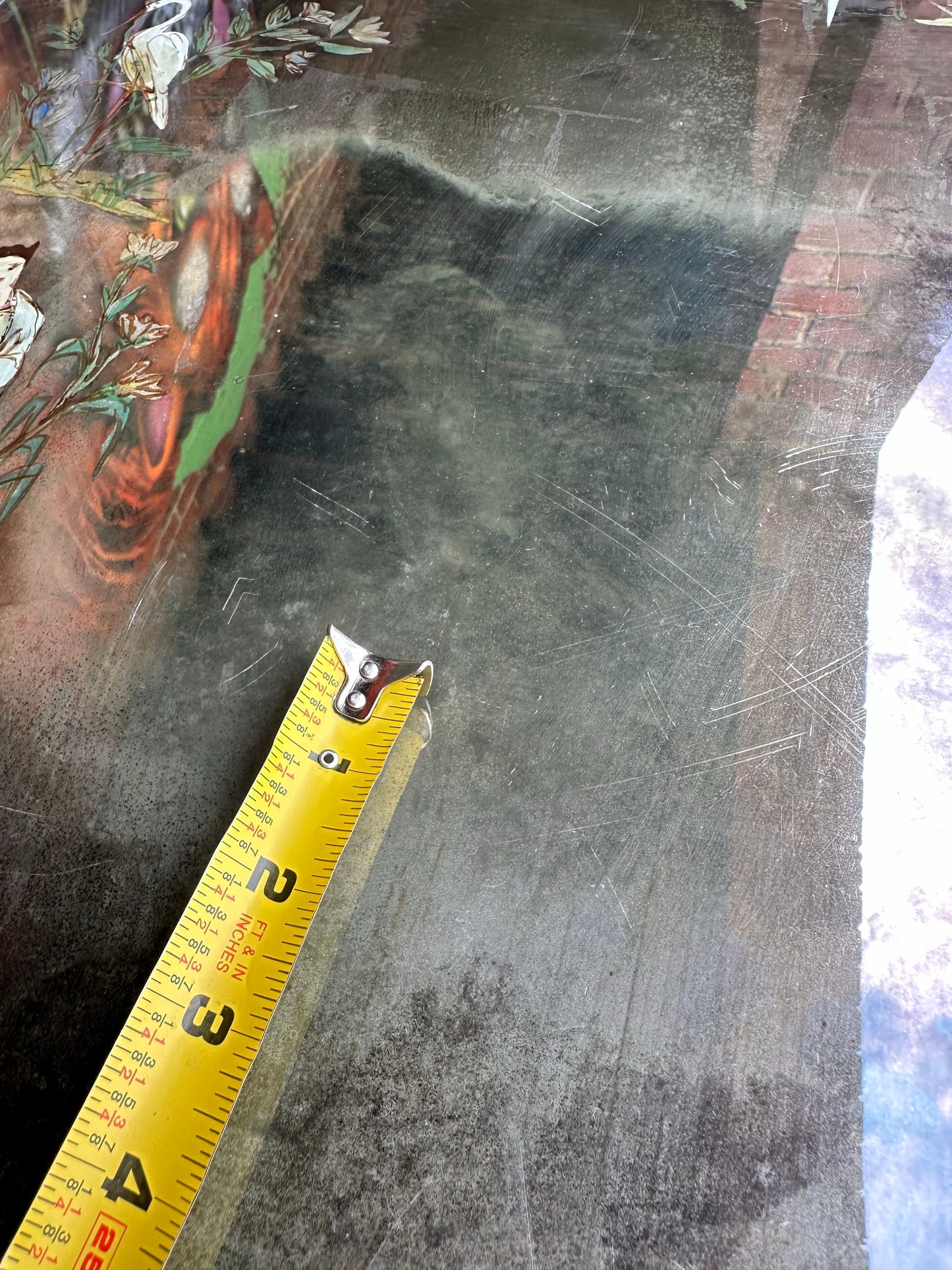 Square Asian Style Hand-Painted Mirrored Coffee Table