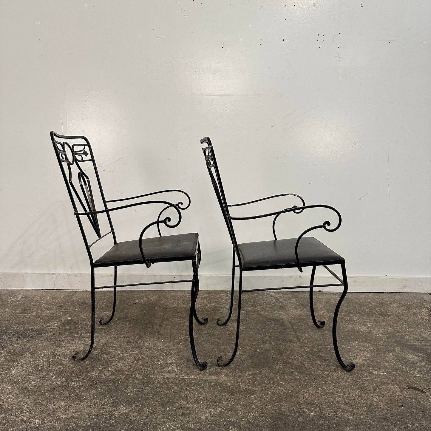 Pair of Salterini Iron Arm Dining Chairs Art Deco