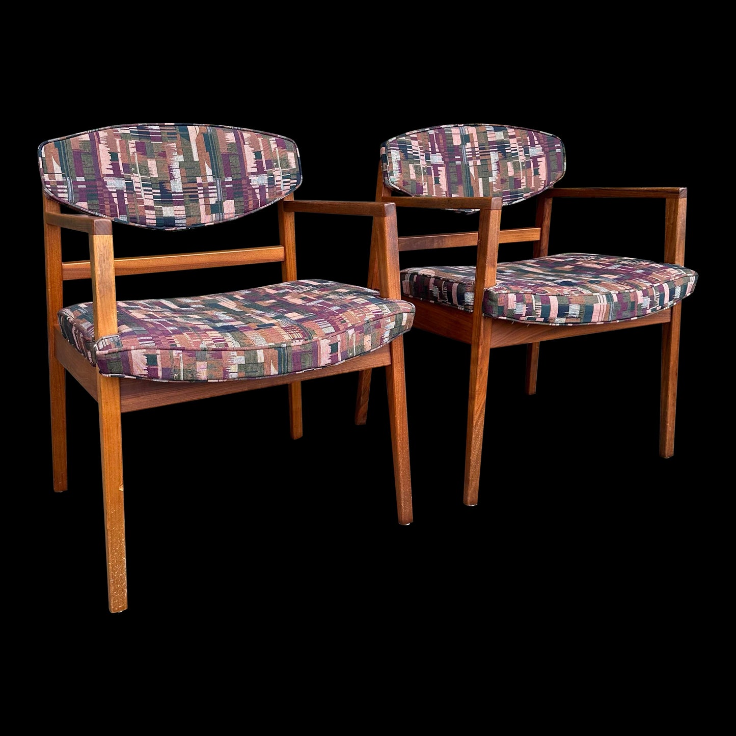 Pair of George Nelson Walnut Arm Chairs