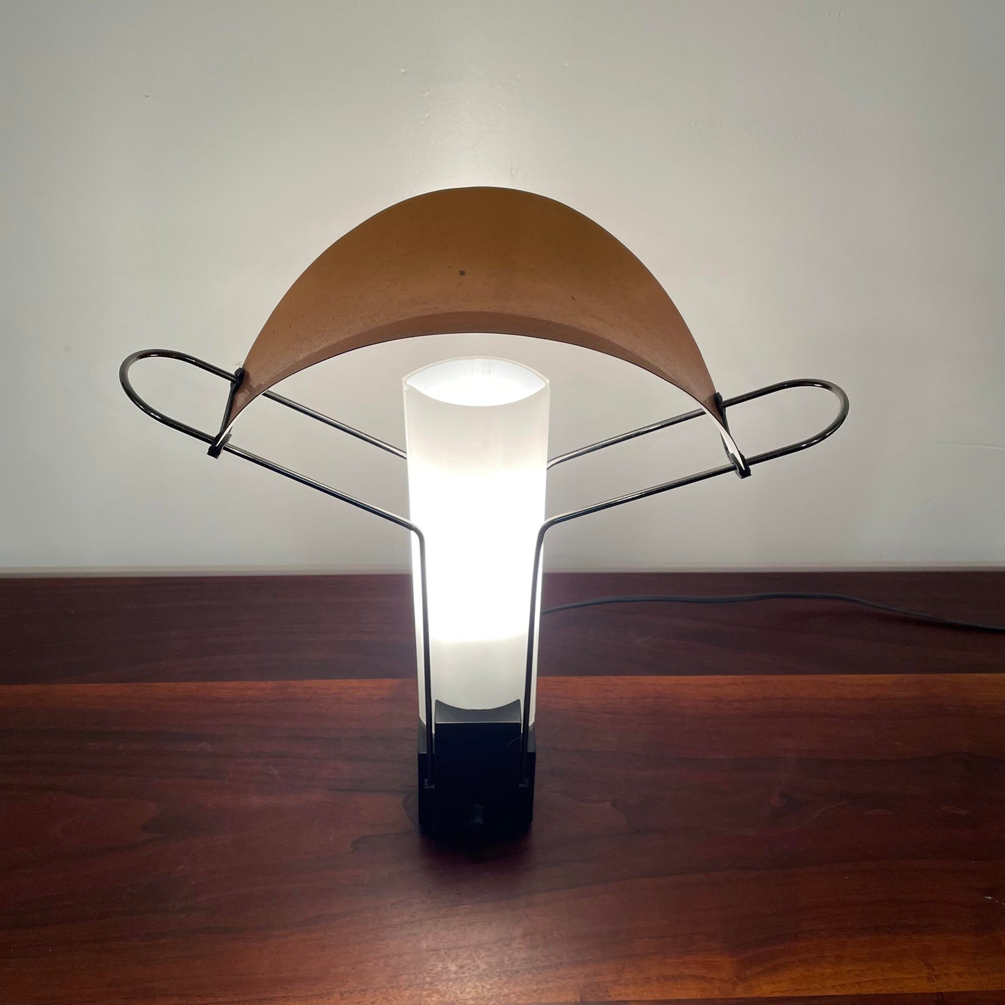 Italian Vintage Copper and Glass Table Lamp by Arteluce Palio