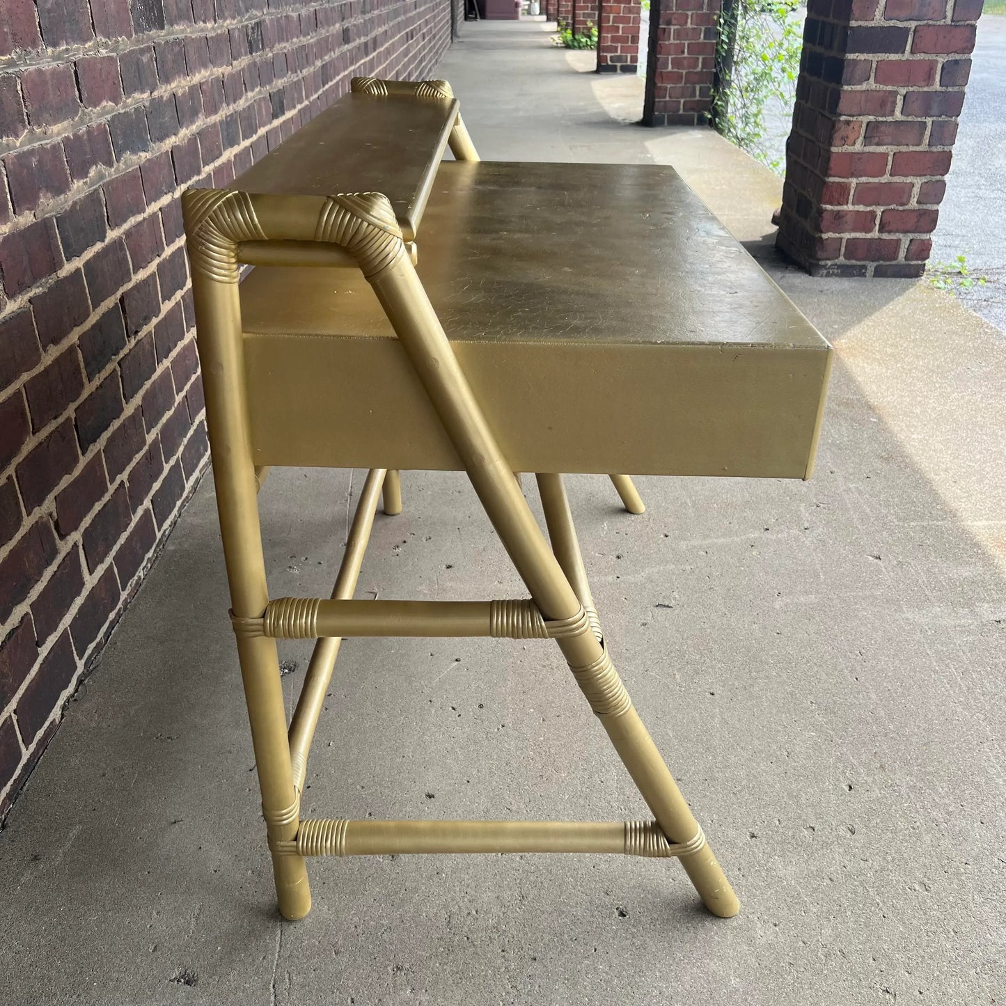 Tommi Parzinger Rattan Bamboo for Willow and Reed Desk.