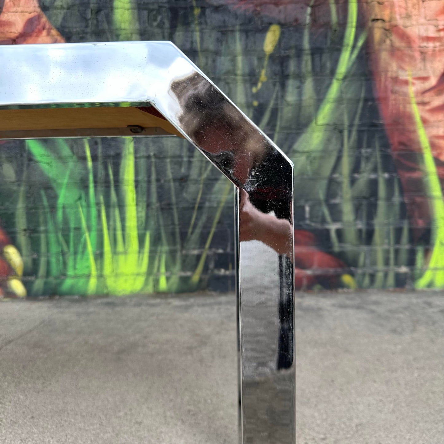 Chrome and Smoke Mirrored Console Table Style of Milo Baughman