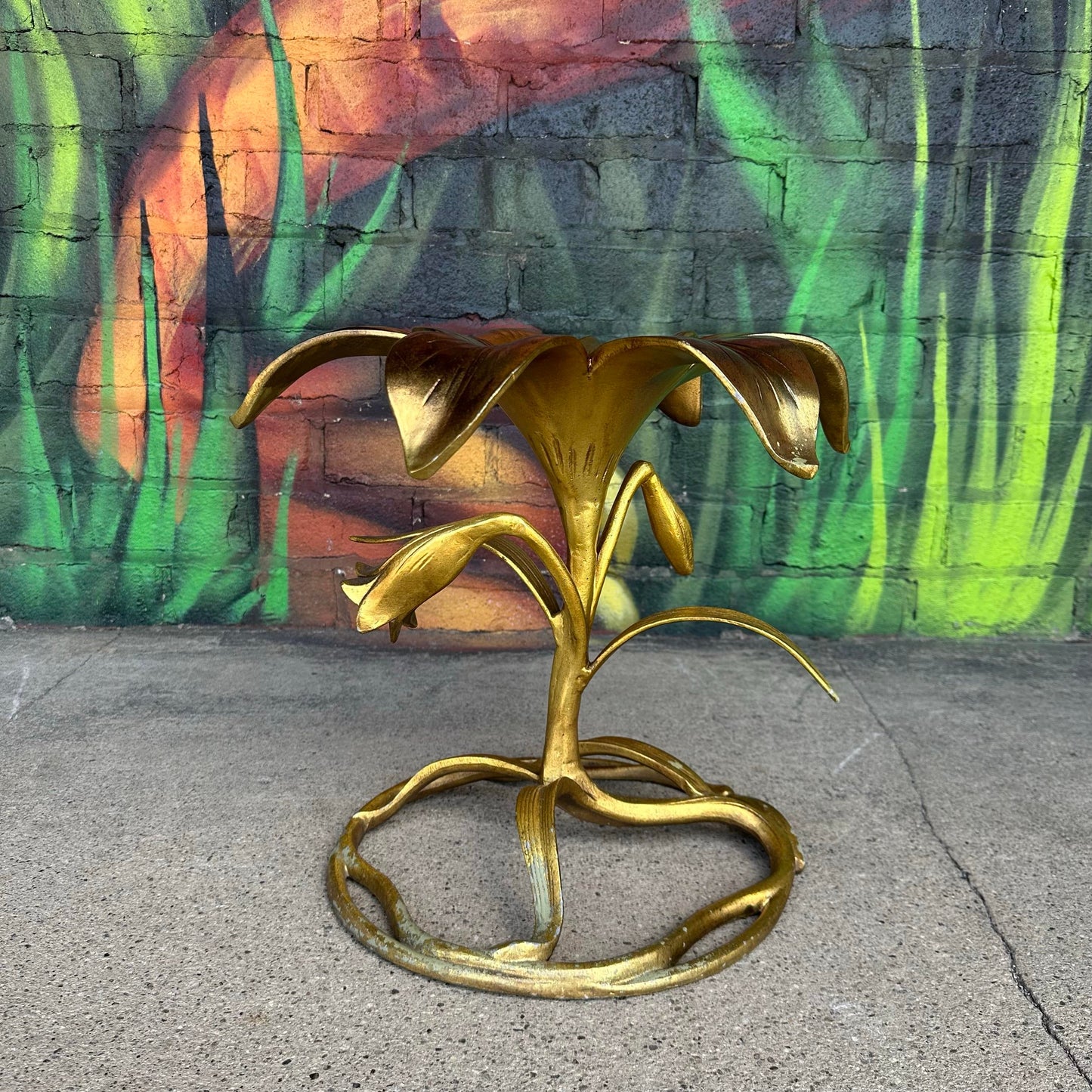 Mid Century Modern Drexel "Arthur Court" Lily Gilded Cast Aluminum Side Table