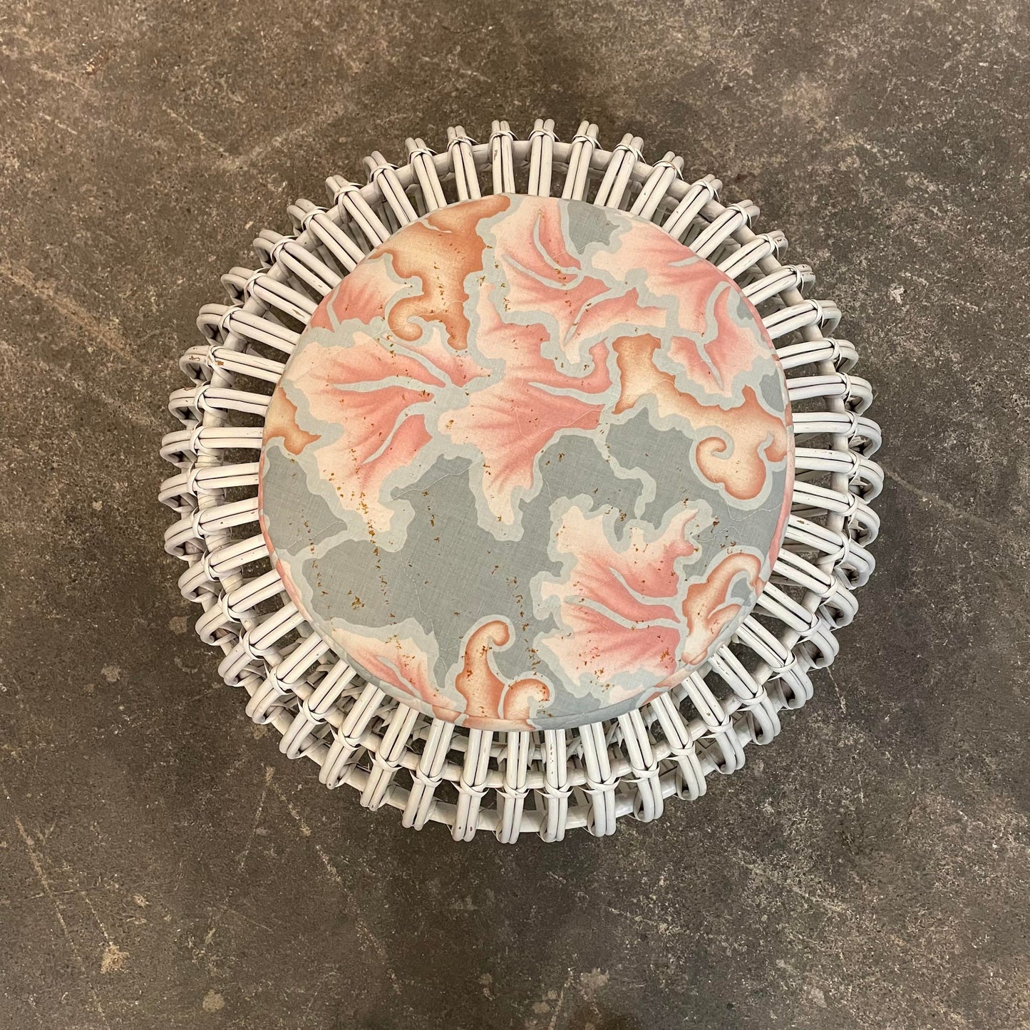 Mid Century Modern Franco Albini Rattan Pouf Ottoman