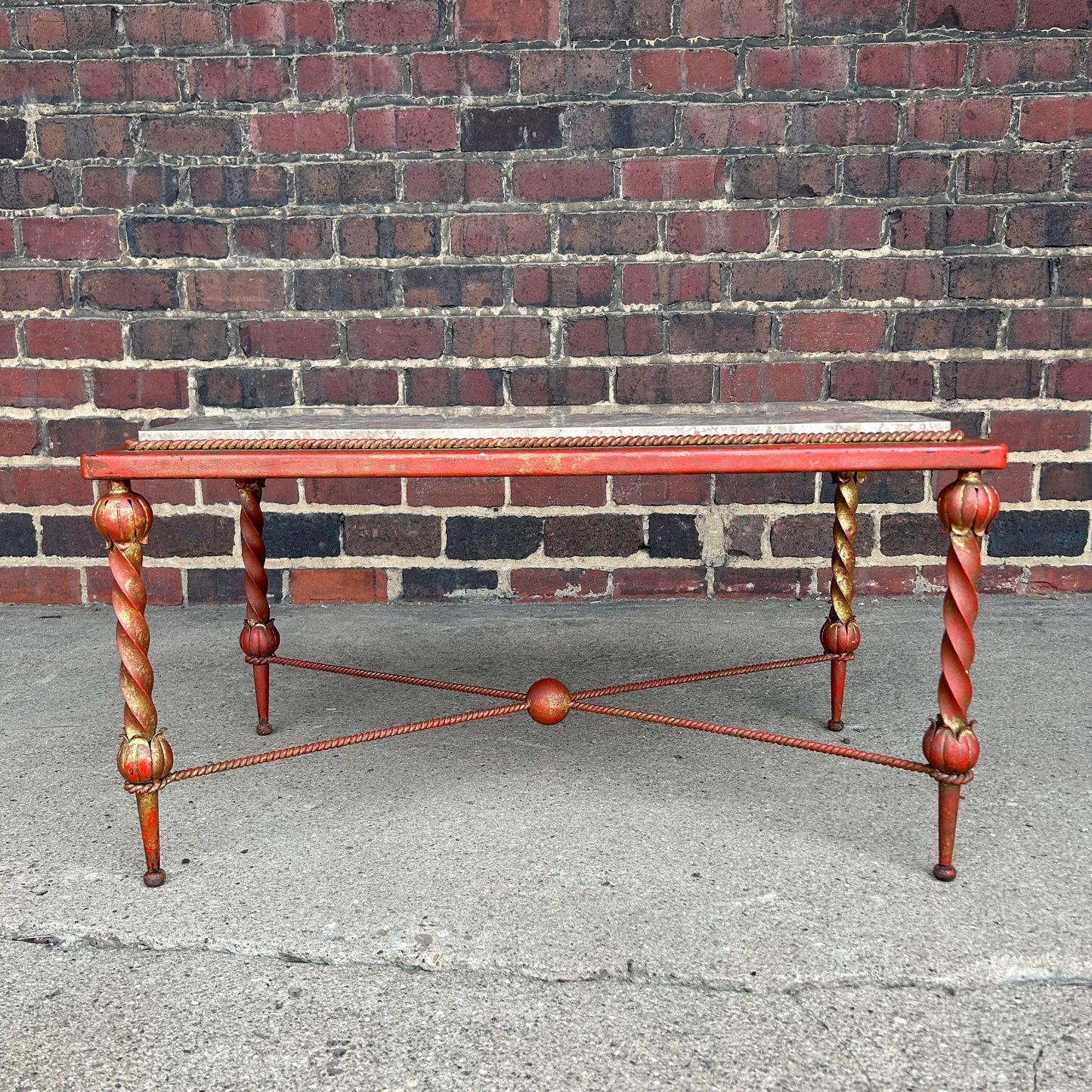 Louis Katona Iron and Marble Coffee Table Art Deco