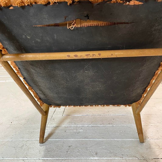 Mid 20th Century Paul McCobb Orange Textured Fabric Arm Chair, Unmarked