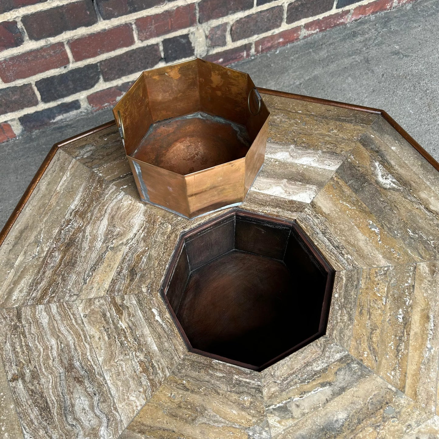 Octagonal Marble Top Game Table Possibly Harvey Probber Hidden Compartment