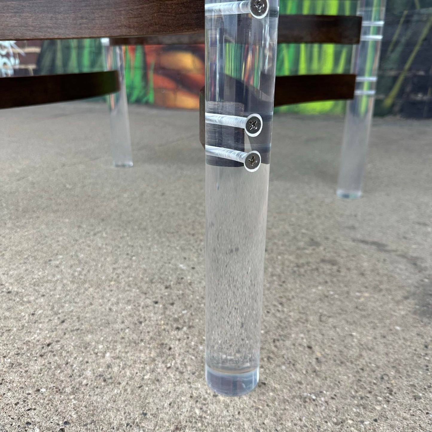 Lucite Glass and Bentwood Round Coffee Table