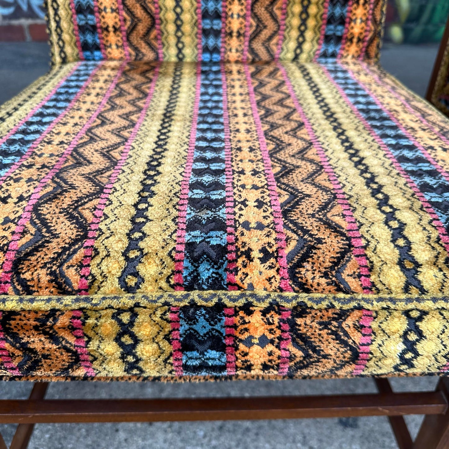 Set of 6 Walnut Founders Dining Chairs in Possible Jack Lenor Larsen Fabric